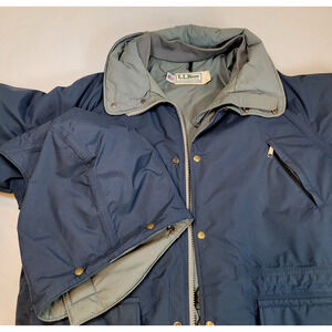 VTG LL Bean Maine Warden Parka Hooded Coat Blue L GoreTex Thinsulate Made In USA